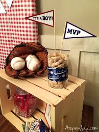 Sports themed baby shower party supplies and decorations for boys,1 it's a boy rustic burlap banner,1 football helmet garland,country shower nursery favors and decor,natural baby boy room decor. Baseball Themed Baby Shower Aspen Jay