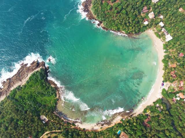 Aerial view of Hiriketiya Bay Sri Lanka