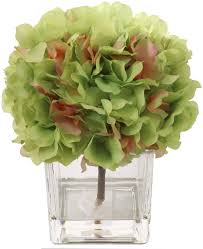 Being square is really cool with our new glass cube vase collection! Green Hydrangea Flower Arrangement Square Glass Vase Water Look Scratch Resistant Glass Great Walmart Com Walmart Com