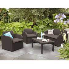 Allibert 4 Piece Brown Rattan Garden Patio Furniture Set Garden Furniture Sets Garden Furniture Outdoor Furniture Sale