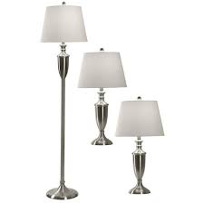 Illuminate your dining room in style with rustic fabric shades, or bring your patio to life with entryway floor lamps in antiqued styles. 3pc Geneva Floor Table Lamp Brushed Nickel Stylecraft Target