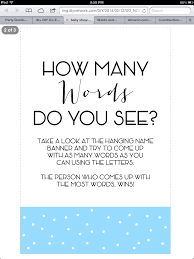 How Many Words Do You See Words Search Party Baby Shower Games
