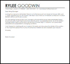 Air Hostess Cover Letter Sample Cover Letter Templates Examples