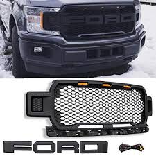 modifying front grille fit for ford f150 2018 2019 style grille with 3 amber led lights and conversion letter car accessories online market ford f150 ford f150 accessories ford trucks f150 ford f150 2018 2019 style grille
