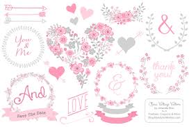 87 images wedding heart clipart use these free images for your websites, art projects, reports, and powerpoint presentations! Clara Vintage Floral Wedding Heart Clipart In Pink Grey By Amanda Ilkov Thehungryjpeg Com
