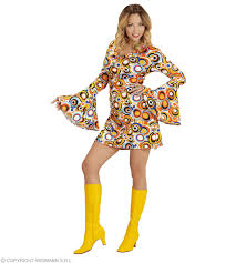 Sie sollten gehen sie für die modearbeit: Groovy 70er Jahre Kleid Trompetenarmel Minikleid Bubbles Scherzwelt