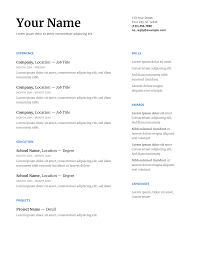 Free One Page Resume Templates Free Download