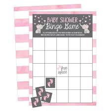 80 ideas de invitaciones para baby shower imperdibles. Amazon Com 25 De Elefante Rosa Juego De Bingo Tarjetas Para Nina Baby Shower Bulk En Blanco Cuadrados Plus Paquete De 25 Pies De Bebe Juego De Bingo Chips Fiesta De Bebe Divertidos