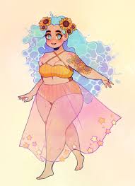 Charakterdesign Auftrag Basierend Auf Den Eingabeaufforderungen Strand Sonnenblume Und Stern Auftrag Bas Curvy Art Girls Cartoon Art Character Design