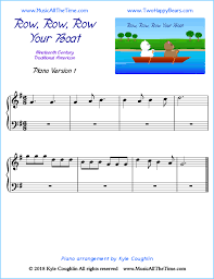 Written for beginner players, comprises pdf sheet music files and interactive sheet music for realtime transposition. Row Row Row Your Boat Piano Sheet Music