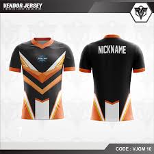 Ribuan desain kaos unik dan trendi dengan berbagai tema populer, mulai dari casual, musik, film, sport, hobi, otomotif, travel, sepak bola, sampai superhero. Desain Baju Gaming Printing Warna Hitam Orange Favorit Vendor Jersey