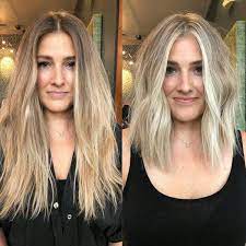 Transformation From Long Lived In To Icy Lob Behindthechair Com Long To Short Hair Lob Haircut Medium Hair Styles