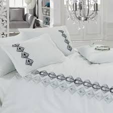 Cottonbox Brode Nakisli Saten Nevresim Takimi Cift Kisilik Future Beyaz Nevresim Takimi Nevresim Takimlari Nevresim