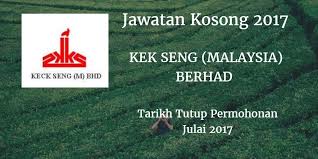 Kepada yang berminat untuk mengisi jawatan kosong penolong pegawai pertanian gred g29 boleh membuat pendaftaran pekerjaan kerajaan menerusi borang spa8i di portal spa. Jawatan Kosong Keck Seng Malaysia Berhad Julai 2017 Periklanan Malaysia