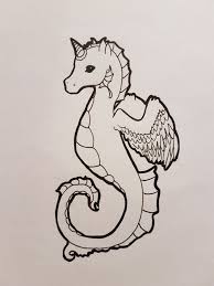 Seahorse Wings Cute Copy Farbercastell Sea Creatures Drawing Seahorse Drawing Sea Animals Drawings