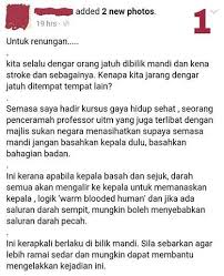 Seperti ada sesuatu yang tidak kena? Mandi Bermula Dari Kepala Penyebab Stoke Realiti Atau Mitos Ini Jawapannya