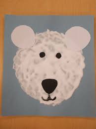 Heather Cr S Snowy Polar Bears Preschool Art Lesson Trace Polar Bear Face With Ice Cream Lid On Blue Construction Preschool Art Bear Crafts Polar Bear Craft