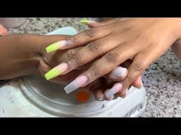 How to do french ombre nails with gel polish | coffin nails ombre, ombre acrylic nails. Neon Yellow Ombre Acrylic Nails Youtube