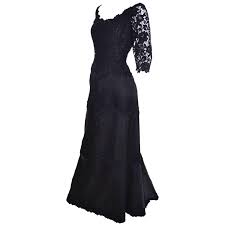 Helen Morley Bergdorf Goodman Vintage Dress Evening Gown In Lace And Satin Vintage Dresses Vintage Evening Gowns Lace Dress With Sleeves