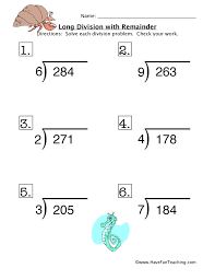 These worksheets cover most division subtopics and are were also conceived in line with common core. Long Division With Remainders Worksheet Have Fun Teaching