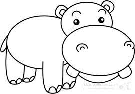Animals Big Teeth Cute Hippo Black White Outline Baby Animal Drawings Animal Outline Cute Hippo