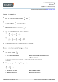 Worksheets On Rational Numbers Rational Numbers 8th Grade Math Worksheets Number Worksheets