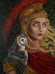 Athena Painting Glow in the Dark Athena and Owl Goddess Original Painting  by Rachael Caringella Tree Talker Art