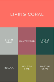 Pantone 2019 Couleur De L 39 Annee Corail Vivant Palette De Couleurs Avec Des Couleurs Plus Froides Palette De Couleurs Vert Couleur De L Annee Pantone