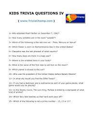 Useful and interesting information related to animated films is mention in this. Kids Trivia Questions Iv Trivia Champ