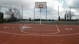 The court measures 46.5 x 30.5 ft (including edges and expansion). Empty Outdoor Basketball Court With Stock Footage Video 100 Royalty Free 1015821628 Shutterstock