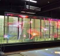 Flexible Led Curtain Display , 7.5mm X 8mm Transparent Led ...