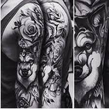 Isnard Barbosa On Instagram Winged Wolf And Roses Not A Big Fan Of Dot Work But Its Always Nice To Go Out From Wolf Tattoo Sleeve Sleeve Tattoos Wolf Tattoos