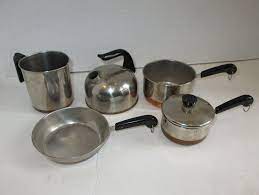 Vintage Revere Ware Copper Bottom Pots And Pans Cookware Set For Children Miniature Retro 1960s Dolls Revere Ware Cookware Set Pots And Pans