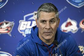 Head Coach Jared Bednar Reacts During Editorial Stock Photo