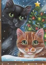 Black And Orange Tabby Kitten Black Orange Tabby Cats Christmas Tree Painting In Acrylics Cat Art Cats Illustration Cat Artwork