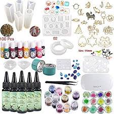 Epoxy Resin Uv Glue Kit Crystal Clear Transparent With Lamp Tweezers 36 Decorations 11 Silicone Moulds 13 Colour Liquid Pigm Uv Glue Resin Crafts Crystal Resin