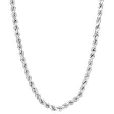 14k white gold mens 3mm figaro link chian necklace 1. Men S Sterling Silver Rope Chain Necklace