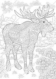 Moose Deer In Forest Coloring Page Animal Coloring Book For Etsy Animal Coloring Books Animal Coloring Pages Coloring Pages