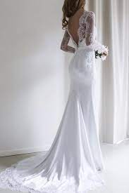 Elegant Lace Long Sleeves Sweep Train White Mermaid Wedding Dress Oka46 Long Sleeve Wedding Dress Lace White Lace Wedding Dress Wedding Dress Sleeves