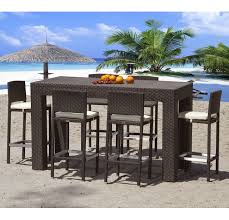 High Top Modern Outdoor Wicker Dining Set Bar Height Patio Furniture Outdoor Patio Bar Outdoor Bar Height Table