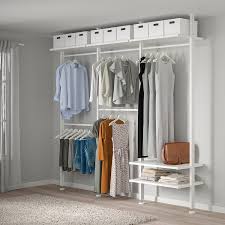 Elvarli 3 Sections White Ikea In 2020 Arranging Bedroom Furniture No Closet Solutions Ikea Closet Organizer