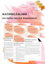 Die Krahe Und Der Wasserkrug Nacherzahlung Unterrichtsmaterial Im Fach Deutsch In 2020 Nacherzahlung Daf Unterrichtsmaterial