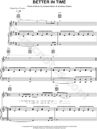 4.6 out of 5 stars. Leona Lewis Better In Time Sheet Music In G Major Transposable Download Print Sku Mn0063208