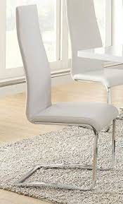 1perfectchoice Brewer Modern Set Of 4 Dining Side Chairs White Faux Leather Curved Chrom Dining Chairs Faux Leather Dining Chairs Contemporary Dining Furniture
