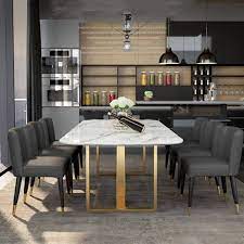 Luxury round marble dining table with gold stainless steel base. Carol Marble Dining Table Comfy