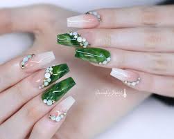 Jade Nails Jade Nails Crystal Nails Coffin Nails Designs Summer