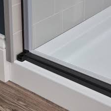 We carry all the styles you need including framed, sliding, and custom. Foremost Lagoon 56 In To 60 In W X 74 In H Frameless Pivot Door And Panel Shower Door In Matte Black With Vertical Handle Lgdp6074 Cl Mb The Home Depot