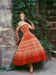 Mark Shaw - Dior Red Dress with Lavish Gold Embroidery