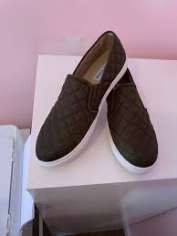 Olive Green Slip Ons Comfortable Sneakers Fashion Steve Madden Style Slip On Sneaker