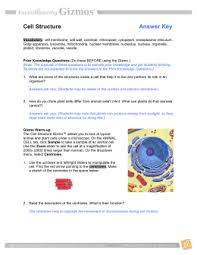 › free gizmos answers keys. Student Exploration Cell Structure Activity B Answers